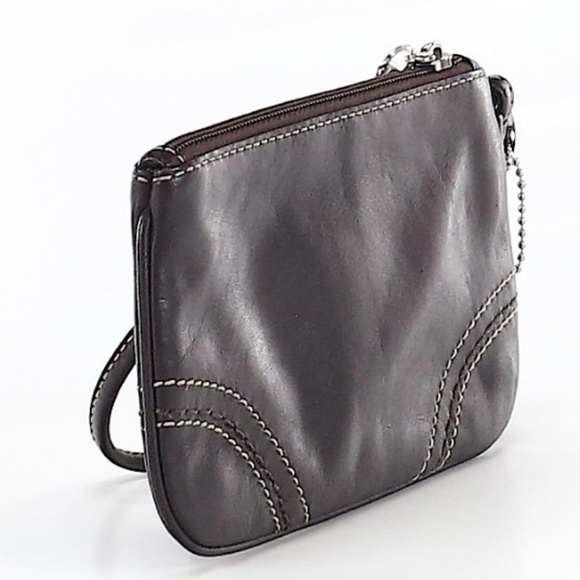 Coach Leather Wristlet, Dark Brown - Picture 2 of 4